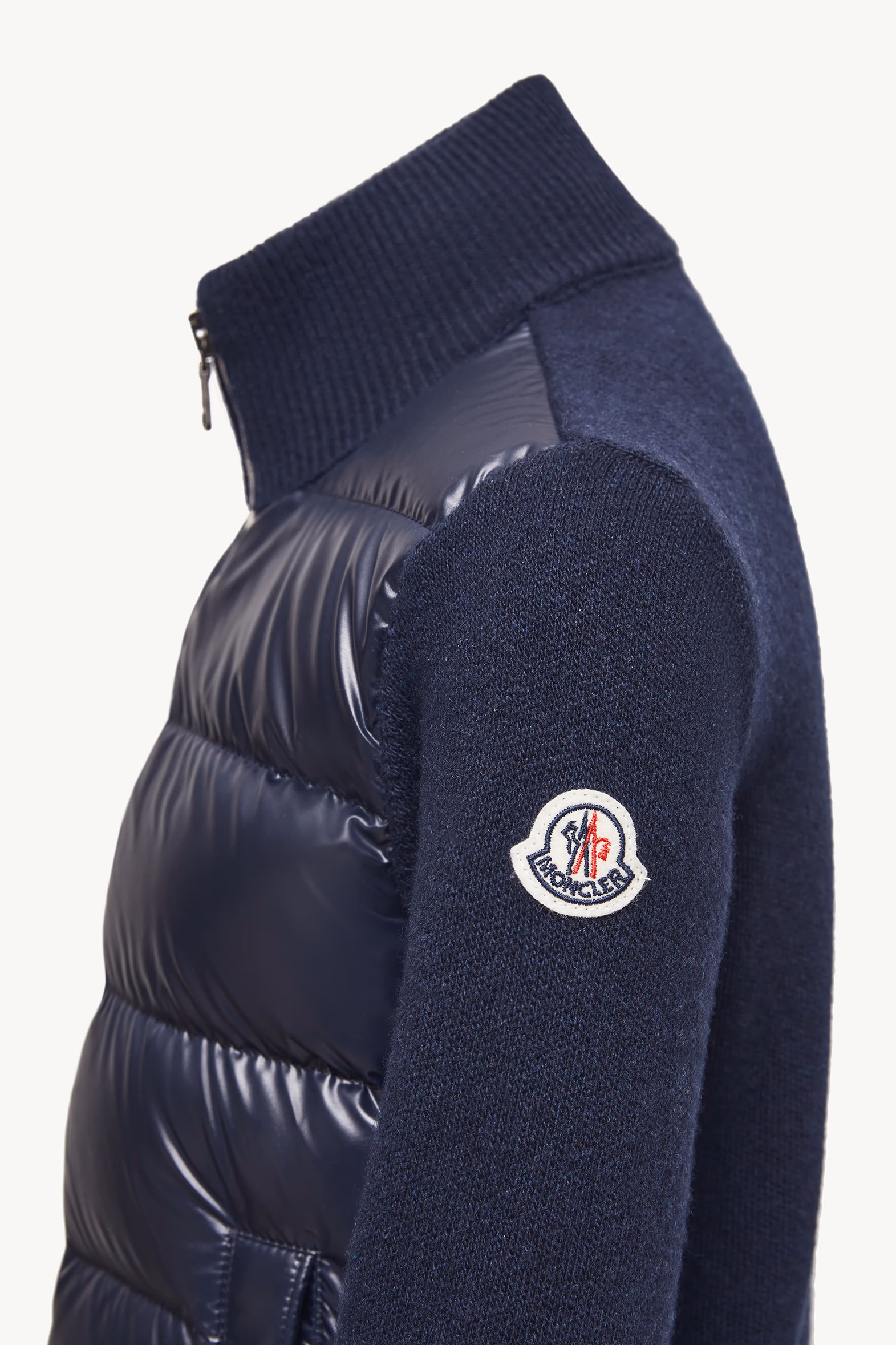 Padded Wool Zip-Up Cardigan Boy Dark Blue Moncler 3